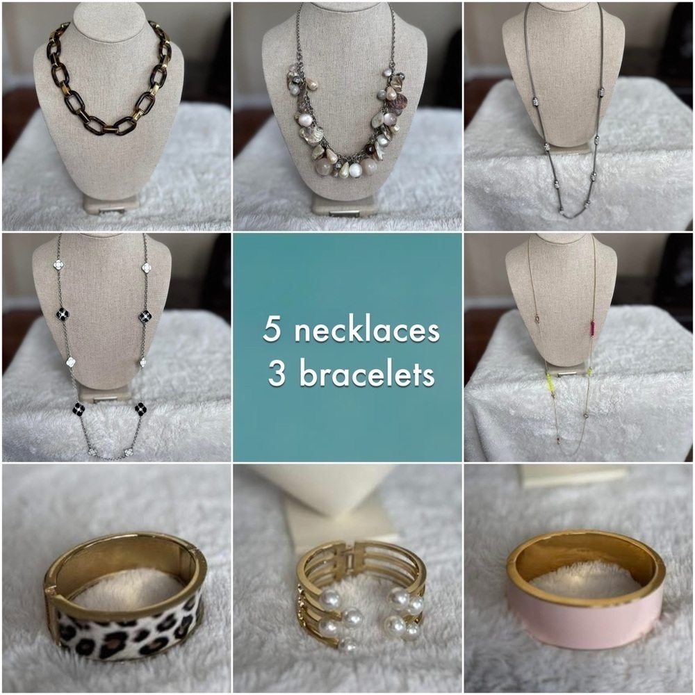 Gorgeous jewelry lot! 5 necklaces and 3 bracelets!